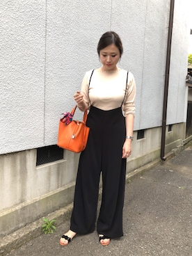 「LUCA/LADY LUCK LUCA（ルカ/レディラックルカ）のアイテム（オールインワン・サロペット）」を使った、mizuhoさん（レディース・156cm）の春コーディネート