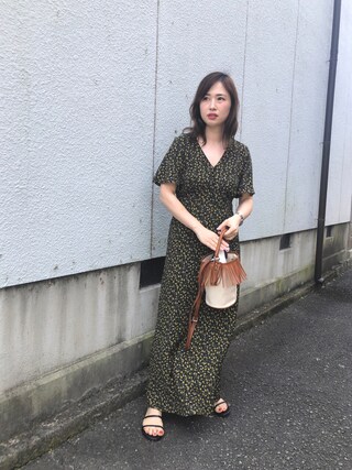 美品✨FRAY I.D フレイアイディー プリントナローワンピース ロング 花柄 FRAY I D フレイアイディー 花柄 マキシ丈 ワンピース ロング
