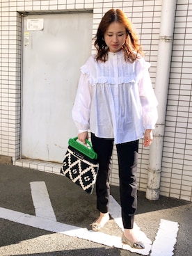 「Drawer（ドゥロワー）のアイテム（パンツ）」を使った、mizuhoさん（レディース・156cm）の秋コーディネート
