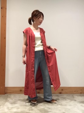 「インドコットン」｜「アイテム（ワンピース/ドレス）」を使った、coenさん（レディース・157cm）の夏コーディネート