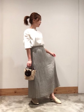 「coen（コーエン）のシーグラスミニかごバッグ（バスケット）（かごバッグ）」を使った、coenさん（レディース・157cm）の夏コーディネート