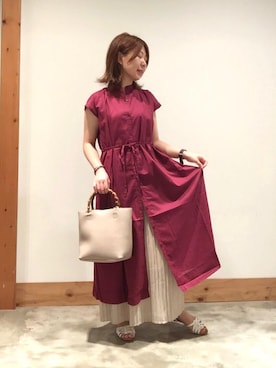 「インドコットン」｜「アイテム（ワンピース/ドレス）」を使った、coenさん（レディース・157cm）の夏コーディネート