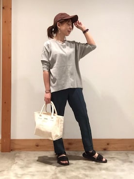 「coen（コーエン）のアイテム（帽子）」を使った、coenさん（レディース・157cm）の夏コーディネート