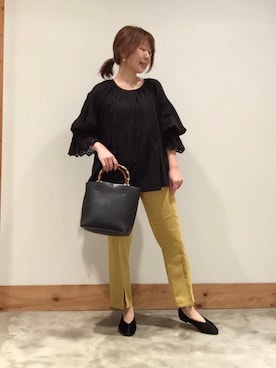 「coen（コーエン）のローンピンタックスモックブラウス（シャツ/ブラウス）」を使った、coenさん（レディース・157cm）の秋コーディネート