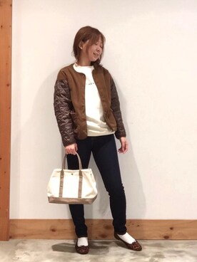 「ロゴ・コーエンベア」｜「アイテム（ジャケット/アウター）」を使った、coenさん（レディース・157cm）の秋コーディネート