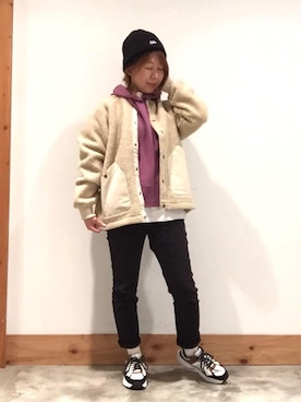 「coen」｜「アイテム（ニットキャップ/ビーニー）」を使った、coenさん（レディース・157cm）の秋コーディネート