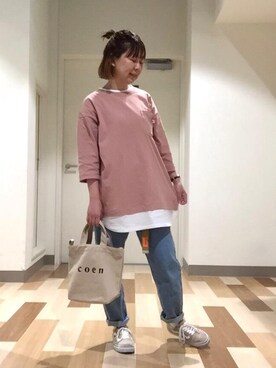「ロゴ・コーエンベア」｜coenさん（レディース・157cm）の春コーディネート