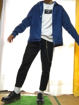 「デニムコーチジャケット」｜もりさんさん（メンズ・171cm）の冬コーディネート