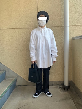 「白黒」｜「アイテム（ハンチング/ベレー帽）」を使った、うずら。さん（レディース・155cm）の春コーディネート