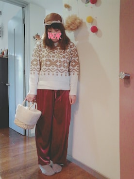 「柄物」｜「アイテム（その他）」を使った、maimaiko☺さん（レディース・163cm）の冬コーディネート