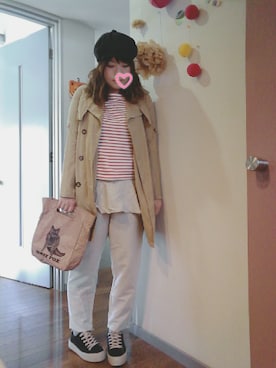 「ROOTOTE（ルートート）のアイテム（ハンドバッグ）」を使った、maimaiko☺さん（レディース・163cm）の春コーディネート