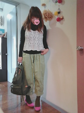 「レースタンク」｜「アイテム（その他）」を使った、maimaiko☺さん（レディース・163cm）の春コーディネート