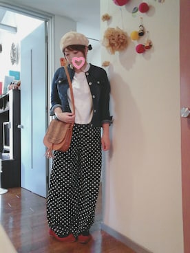 「ベレー帽推奨委員会」｜「アイテム（デニムジャケット）」を使った、maimaiko☺さん（レディース・163cm）の春コーディネート