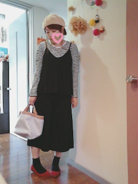 「ベレー帽推奨委員会」｜「アイテム（サロペット/オーバーオール）」を使った、maimaiko☺さん（レディース・163cm）の春コーディネート