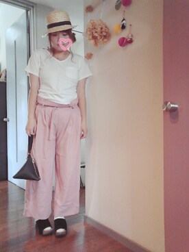 「ウェッジソール」｜「アイテム（その他）」を使った、maimaiko☺さん（レディース・163cm）の夏コーディネート
