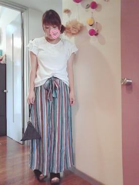 「ウェッジソール」｜「アイテム（その他）」を使った、maimaiko☺さん（レディース・163cm）の夏コーディネート