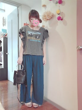 「緑パンツ」｜「アイテム（その他）」を使った、maimaiko☺さん（レディース・163cm）の夏コーディネート