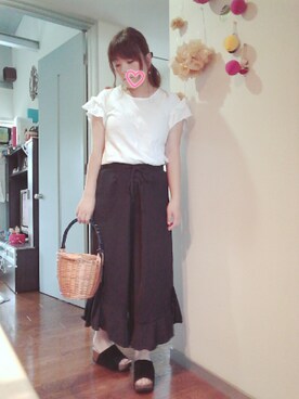 「ウェッジソール」｜「アイテム（その他）」を使った、maimaiko☺さん（レディース・163cm）の夏コーディネート