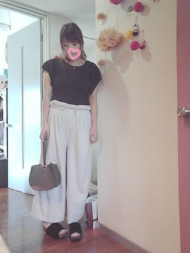 「ウェッジソール」｜「アイテム（その他）」を使った、maimaiko☺さん（レディース・163cm）の夏コーディネート