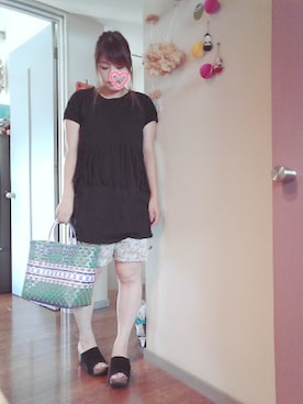 「ウェッジソール」｜「アイテム（その他）」を使った、maimaiko☺さん（レディース・163cm）の夏コーディネート