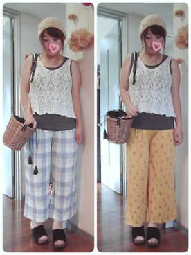 「レースタンク」｜「アイテム（その他）」を使った、maimaiko☺さん（レディース・163cm）の夏コーディネート