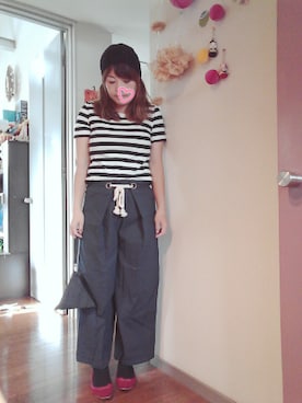 「ベレー帽推奨委員会」｜「アイテム（ニットキャップ/ビーニー）」を使った、maimaiko☺さん（レディース・163cm）の秋コーディネート