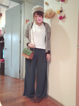 「緑パンツ」｜「アイテム（その他）」を使った、maimaiko☺さん（レディース・163cm）の秋コーディネート