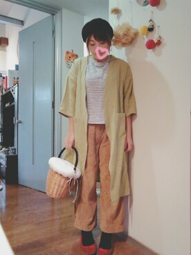 「ノーカラー」｜「アイテム（ハンチング/ベレー帽）」を使った、maimaiko☺さん（レディース・163cm）の秋コーディネート
