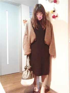 「リブ　」｜「アイテム（ブルゾン）」を使った、maimaiko☺さん（レディース・163cm）の冬コーディネート