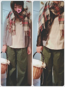 「DHOLIC（ディーホリック）のアイテム（ストール/ショール）」を使った、maimaiko☺さん（レディース・163cm）の冬コーディネート