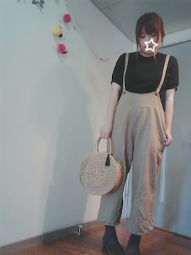 「サークルバッグ」｜「アイテム（オールインワン・サロペット）」を使った、maimaiko☺さん（レディース・163cm）の春コーディネート