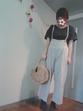 「サークルバッグ」｜「アイテム（オールインワン・サロペット）」を使った、maimaiko☺さん（レディース・163cm）の夏コーディネート