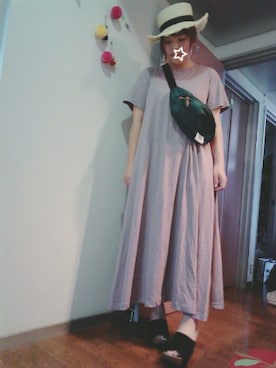 「マキシワンピ」｜「アイテム（ボディバッグ/ウエストポーチ）」を使った、maimaiko☺さん（レディース・163cm）の夏コーディネート