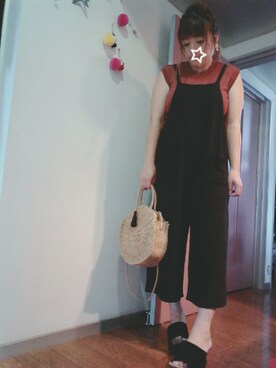 「サークルバッグ」｜「アイテム（オールインワン・サロペット）」を使った、maimaiko☺さん（レディース・163cm）の夏コーディネート