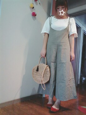 「サークルバッグ」｜「アイテム（オールインワン・サロペット）」を使った、maimaiko☺さん（レディース・163cm）の秋コーディネート