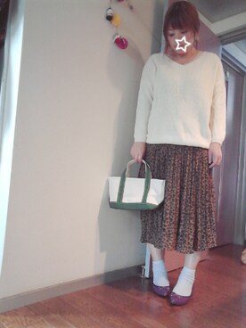 「ミニトート」｜「アイテム（バレエシューズ）」を使った、maimaiko☺さん（レディース・163cm）の秋コーディネート