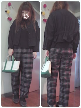 「ミニトート」｜「アイテム（ブルゾン）」を使った、maimaiko☺さん（レディース・163cm）の秋コーディネート