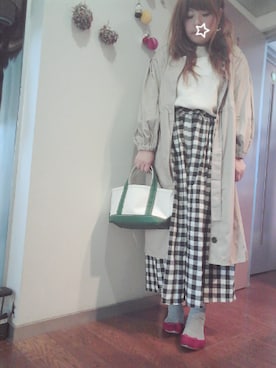 「ワッフルクルーネックＴ」｜「アイテム（ワンピース/ドレス）」を使った、maimaiko☺さん（レディース・163cm）の秋コーディネート