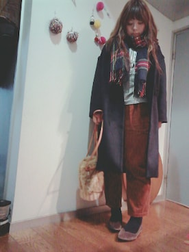 「DHOLIC（ディーホリック）のアイテム（ストール/ショール）」を使った、maimaiko☺さん（レディース・163cm）の冬コーディネート