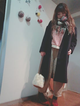 「DHOLIC（ディーホリック）のアイテム（ストール/ショール）」を使った、maimaiko☺さん（レディース・163cm）の冬コーディネート