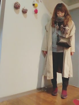 「グレーニット」｜「アイテム（その他アウター）」を使った、maimaiko☺さん（レディース・163cm）の冬コーディネート