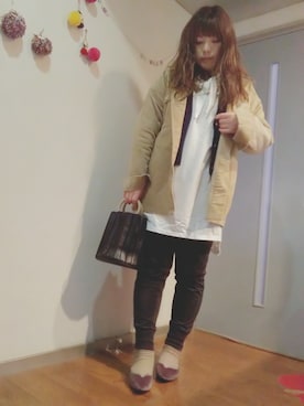 「プリーツバッグ」｜「アイテム（その他アウター）」を使った、maimaiko☺さん（レディース・163cm）の春コーディネート