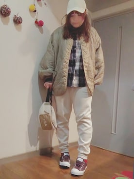 「MERCI（メルシー）のアイテム（ジャケット/アウター）」を使った、maimaiko☺さん（レディース・163cm）の春コーディネート