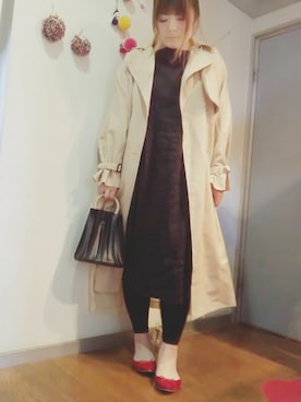 「プリーツバッグ」｜「アイテム（トレンチコート）」を使った、maimaiko☺さん（レディース・163cm）の春コーディネート