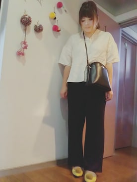 「リネンブラウス」｜「アイテム（その他）」を使った、maimaiko☺さん（レディース・163cm）の夏コーディネート