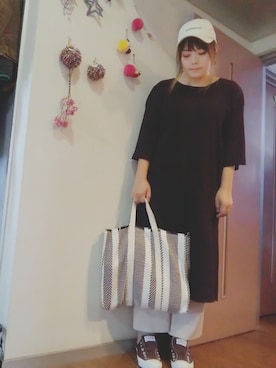 「ストライプバッグ」｜maimaiko☺さん（レディース・163cm）の夏コーディネート