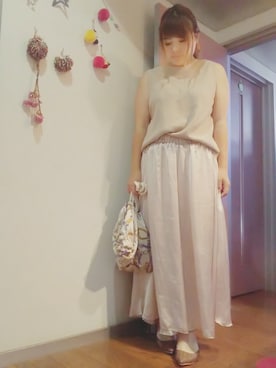 「ワッフルスリーブレスt」｜maimaiko☺さん（レディース・163cm）の夏コーディネート