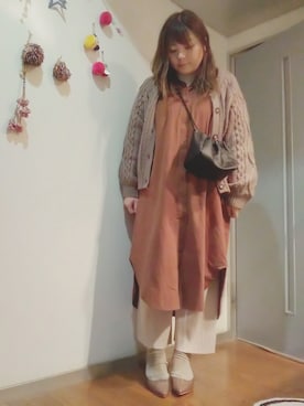 「ケーブルカーディガン」｜「アイテム（その他）」を使った、maimaiko☺さん（レディース・163cm）の冬コーディネート
