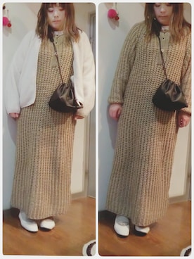 「ペタンコ靴」｜「アイテム（ブルゾン）」を使った、maimaiko☺さん（レディース・163cm）の冬コーディネート
