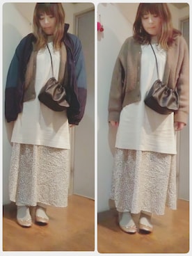 「ドットスカート」｜「アイテム（ブルゾン）」を使った、maimaiko☺さん（レディース・163cm）の春コーディネート